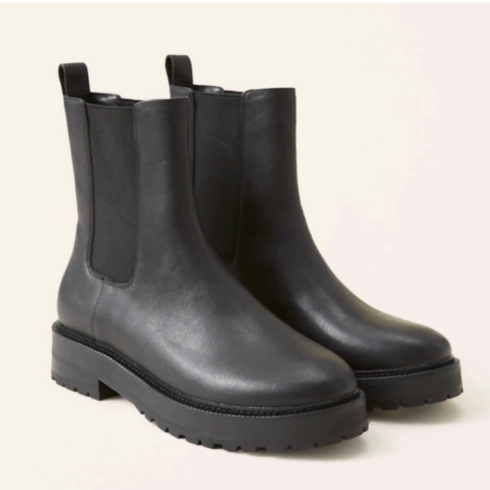 ABERCROMBIE & FITCH Emilia Leather Chunky Boots Sz 8.5